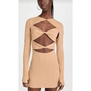 Revolve Lioness Mendez Bodycon Honey Nude Cutout Mini Dress M NWT